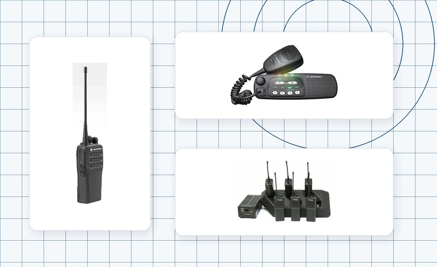 Field radio system: portable radio, mobile radio and organized charging